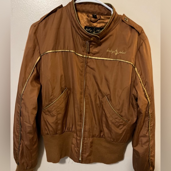 BABY PHAT women's Jacket Vintage Size L Gold Cat embroidered Polyester brown - Picture 1 of 6